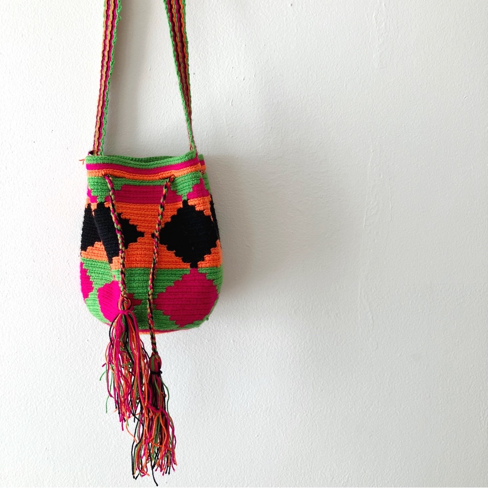 Vintage • Y2K Mini Bucket Bag in Woven Neon